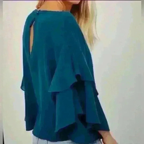 Free people boho oversized ruffle sleeve top NWT SZ. Xs. Lagan look - Picture 8 of 8